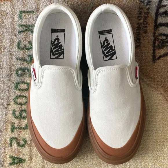 Vans Slip-On Pro Shoes Sneakers Pearl Gum White Tan Size 9 Women’s = 7.5 Mens - Picture 7 of 16